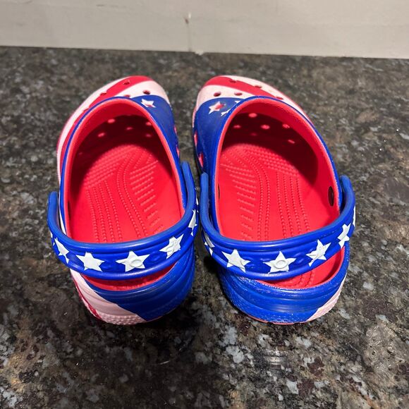 Crocs Classic American Flag USA Kids Youth/Junior Size 2 GUC Sandals - Picture 4 of 6